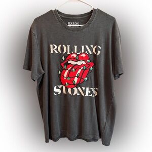 Lucky Brand Black Rolling Stones Logo Tee with White Print